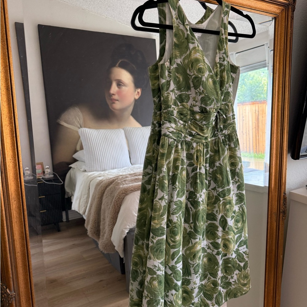 Floral Green Sleeveless Dress